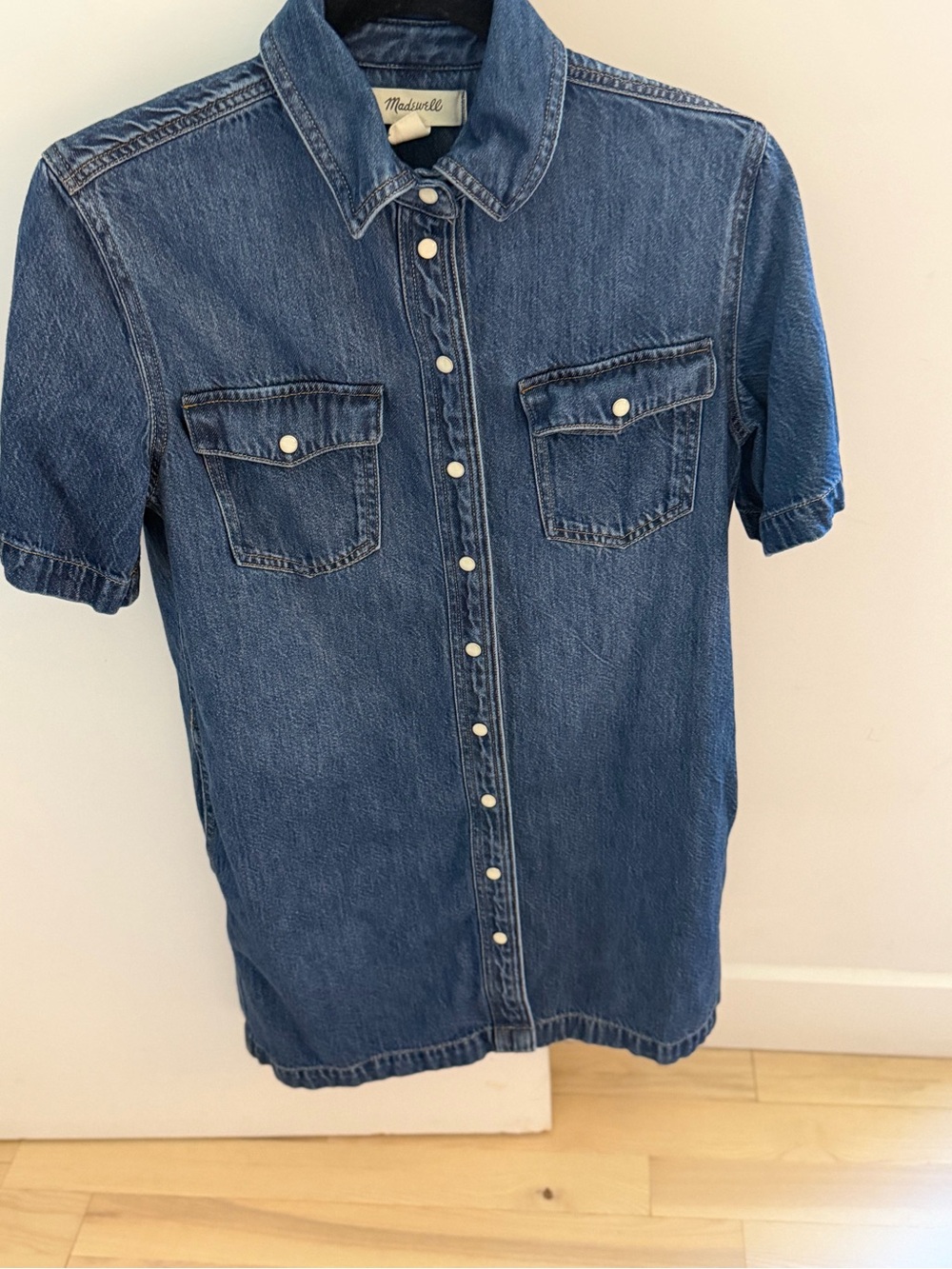 Madewell Short-Sleeve Denim Button-Front dress - Blue
